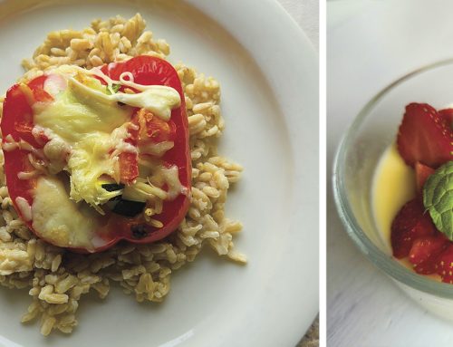 Täytetyt paprikat ja mansikkapannacotta